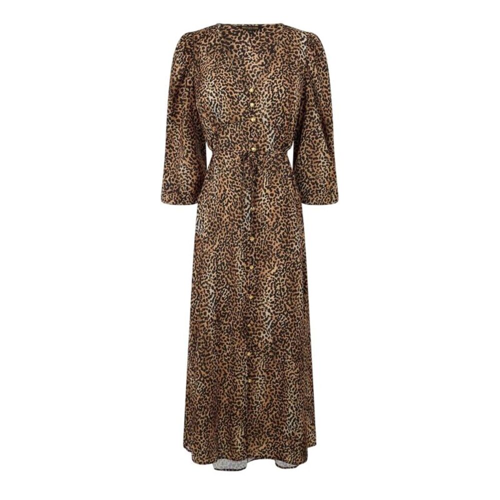 Biba Womens/Ladies Cheetah Print Button Through Midi Dress / Brown/Black